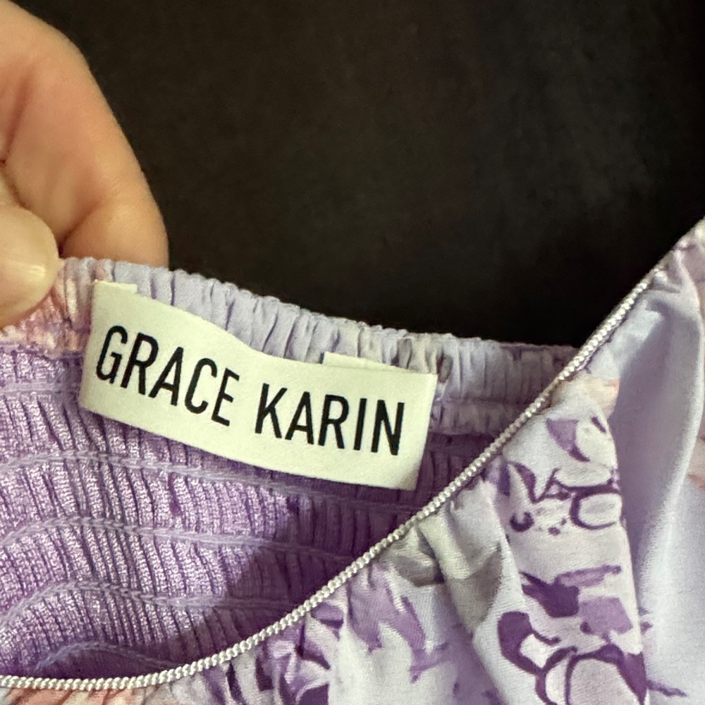 Grace Karin Lavender Floral Dress - Picture 2 of 7